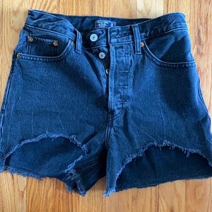 Black High Waist Jean Shorts